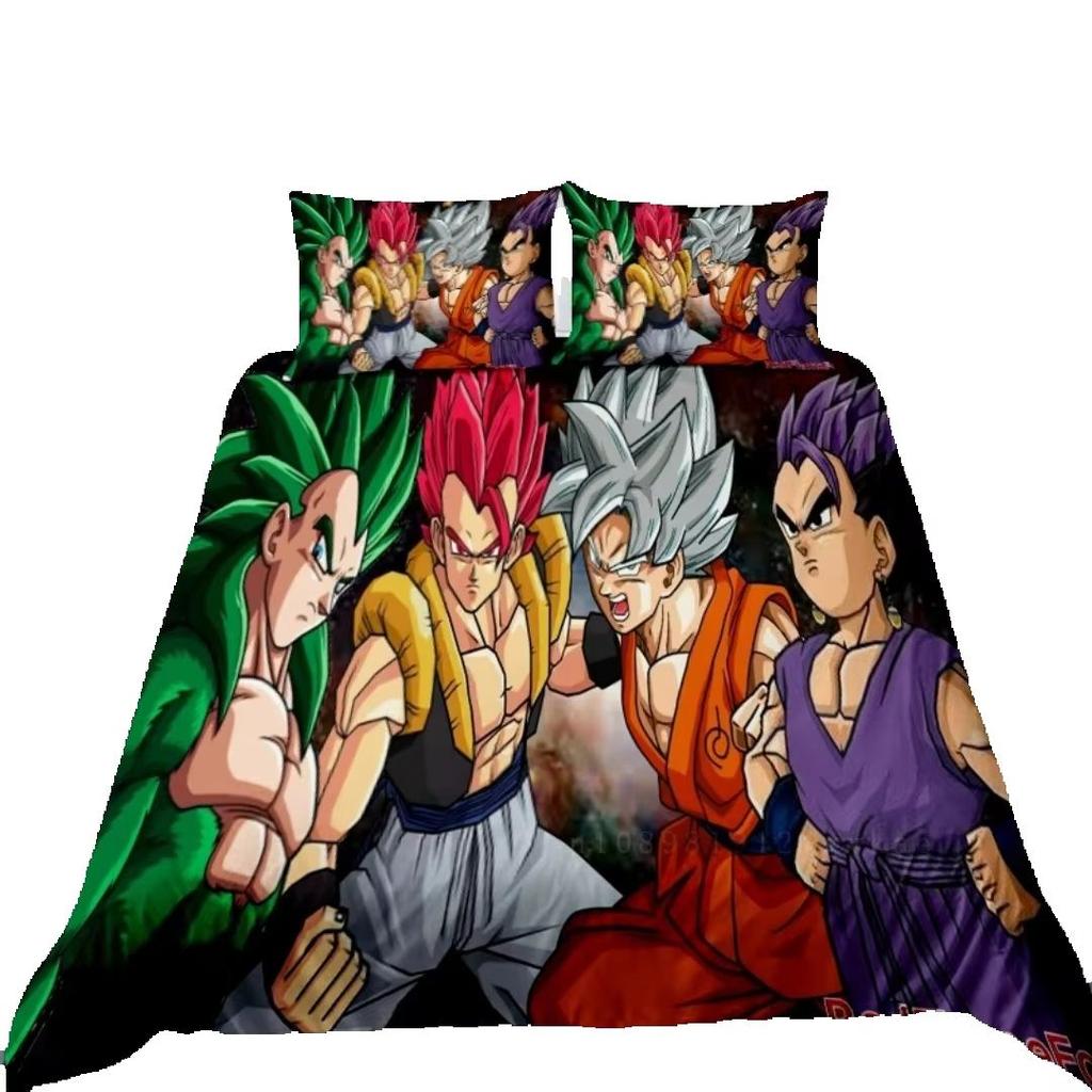 2026 Hot Sale Japanese Anime Dragon Ball Son Goku Bedding Set Quilt Cover Twin Full Bedroom Bed Decor for Teens Best Gifts