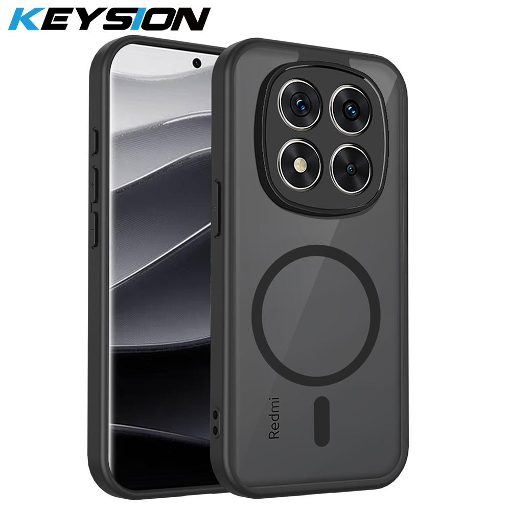 

KEYSION Магнитный чехол для телефона для Redmi Note 14 Pro+ 5G Мягкий силикон+ПК Матовый Полупрозрачный Прозрачный Противоударный чехол для POCO X7 5G for Redmi Note 14 Pro чёрный