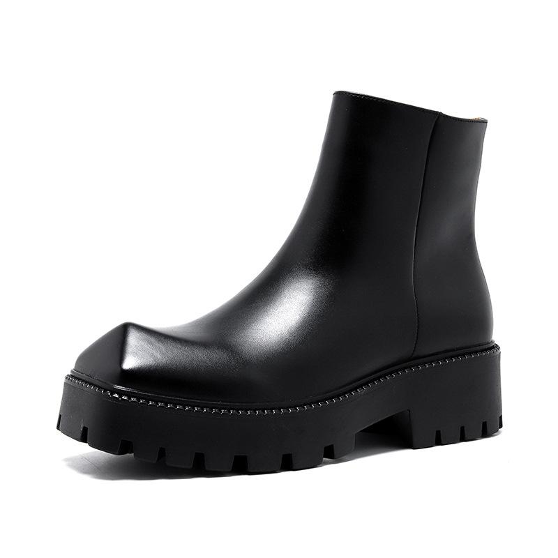 men chelsea boots  designer shoes stage nightclub dress pointed toe original leather boot handsome platform ankle botas man