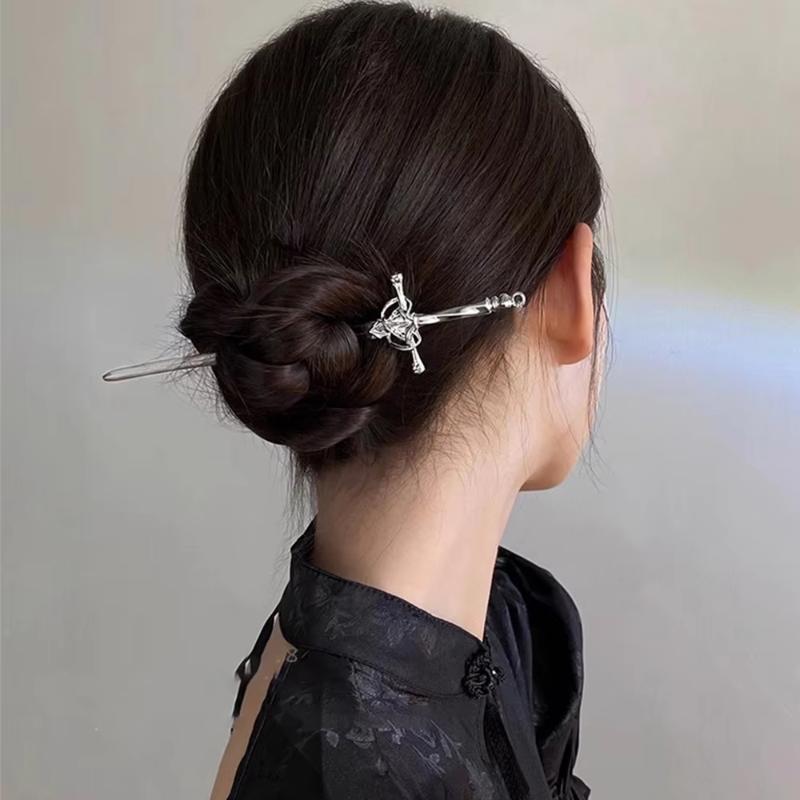 DIY Creative Chinese Style Hairpin Punk Sword Shape Hair Fork Fashion Hair Accessory for Women Cosplay Hanfu Party Wear