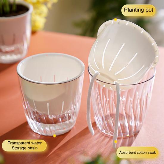 1/2 Stück Blumentopf Wasser Automatisch Selbstbewässernd Hydroponischer Einfüllstutzen mit Entwässerungslöchern Blumentopf Transparente Basis Pflanztopf