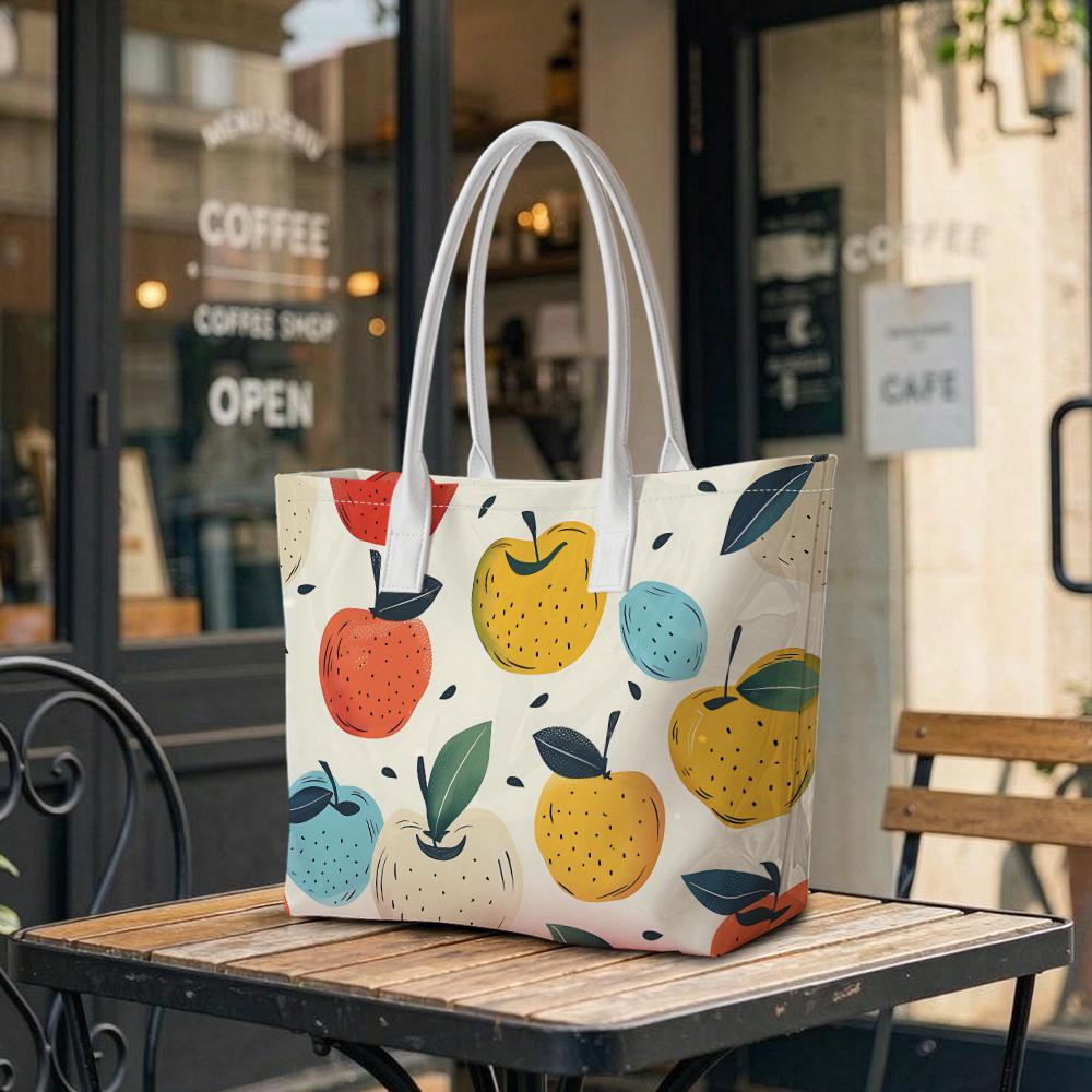 Colorful Fruit Pattern Tote Bag Large Capacity Fashion Casual Daily Carry All Shoulder Bag for Women Shopping Work Travel