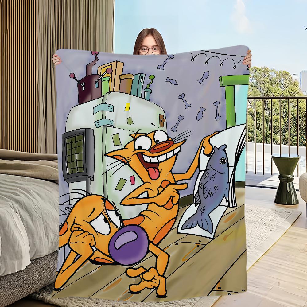 Cartoon C-Catdog-ES Blanket For Sofa Room Microfiber Bedding Blanket office Travel Gift Home 30x40in