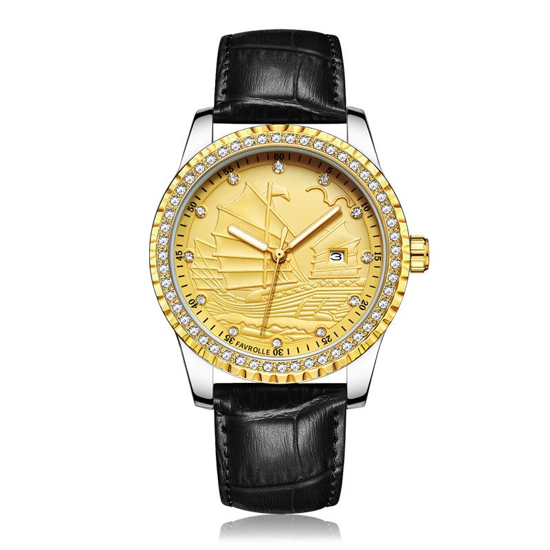 

Мужские механические часы с прозрачным корпусом Hollow Style - популярный деловой дизайн золотой