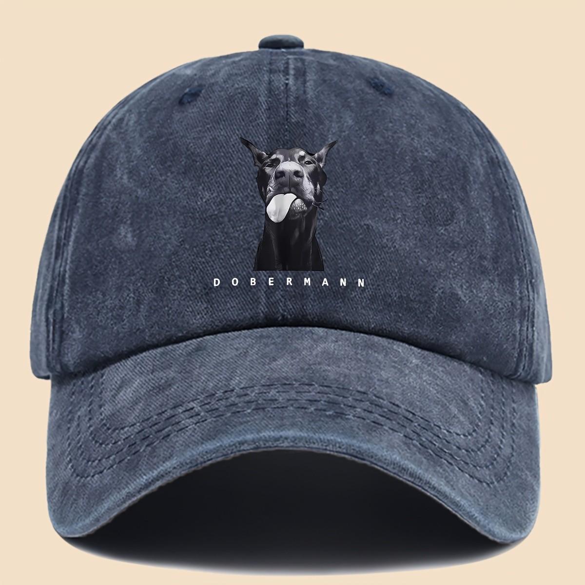 

Dobermann Tongue Out Dog Print Vintage Baseball Cap Distressed Polyester Casual Outdoor Dad Hat Unisex One Size темно-синий