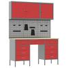 Workbench with Drawers 8 Pcs Red Engineered Wood and Steel