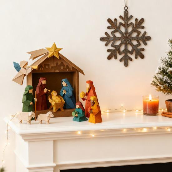 DIY Paper Nativity Scene 3D Origami Paper Craft Kit Christmas Nativity DIY Kit