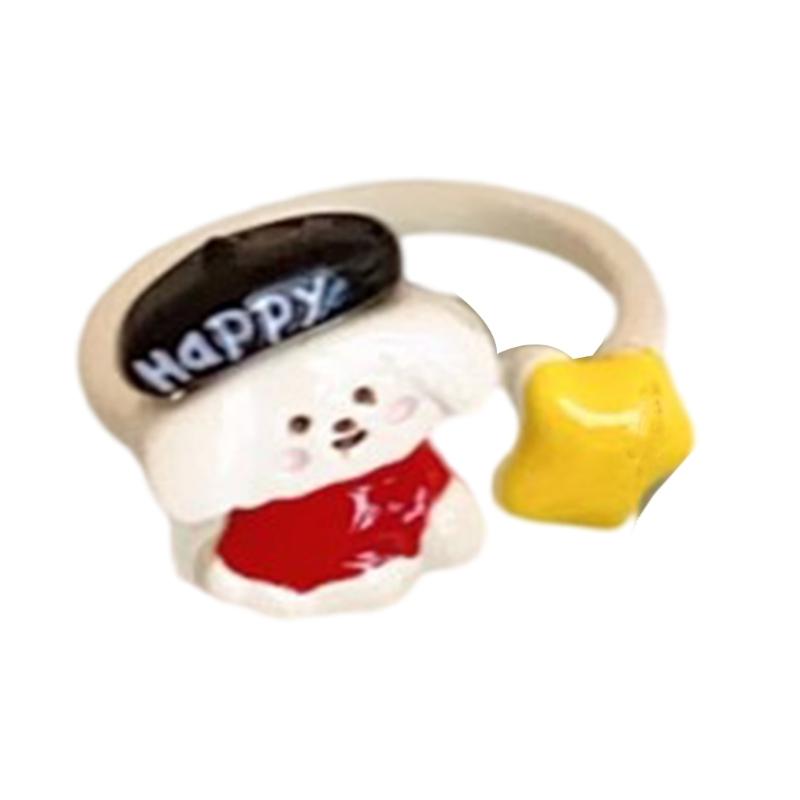 Fashionable Animal Shaped Adjustable Rings Lovely Cartoon Cats Dog Jewelry Special Gifts for Her Him Stylish Outfits