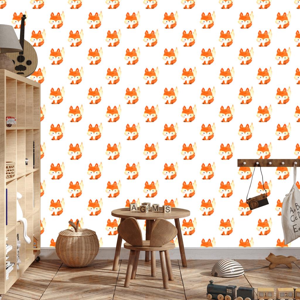 Wallpaper Charming Watercolor Foxes for Living Room and Bedroom 50x1000