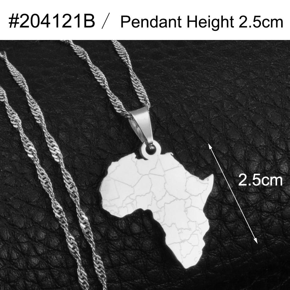 Anniyo 2.5CM Africa Map Pendant Chain Necklaces Gold Color Silver Color African Maps Jewelry National Women Girls @204121 40cm or 15.7 Inches