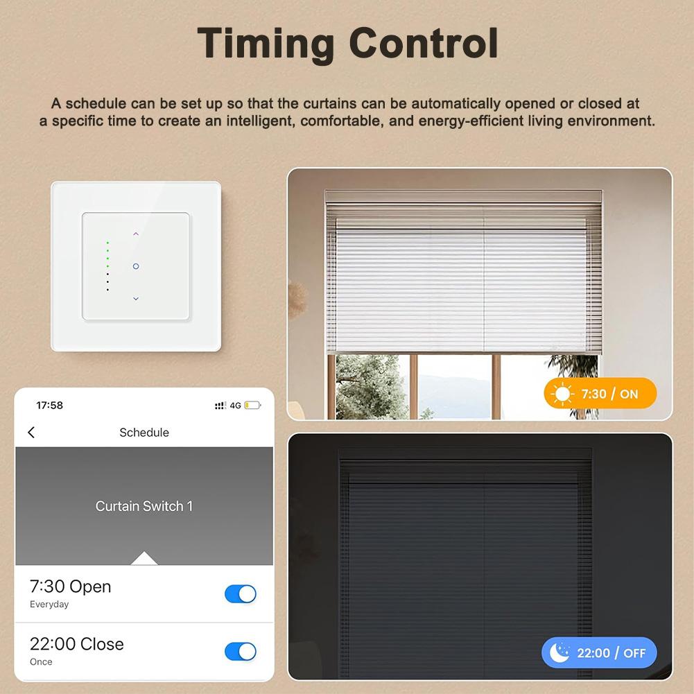 Smart Roller Blind Switch for Home Use Compatible with Voice and App Support 2 4 GHz WiFi and Timer Programming