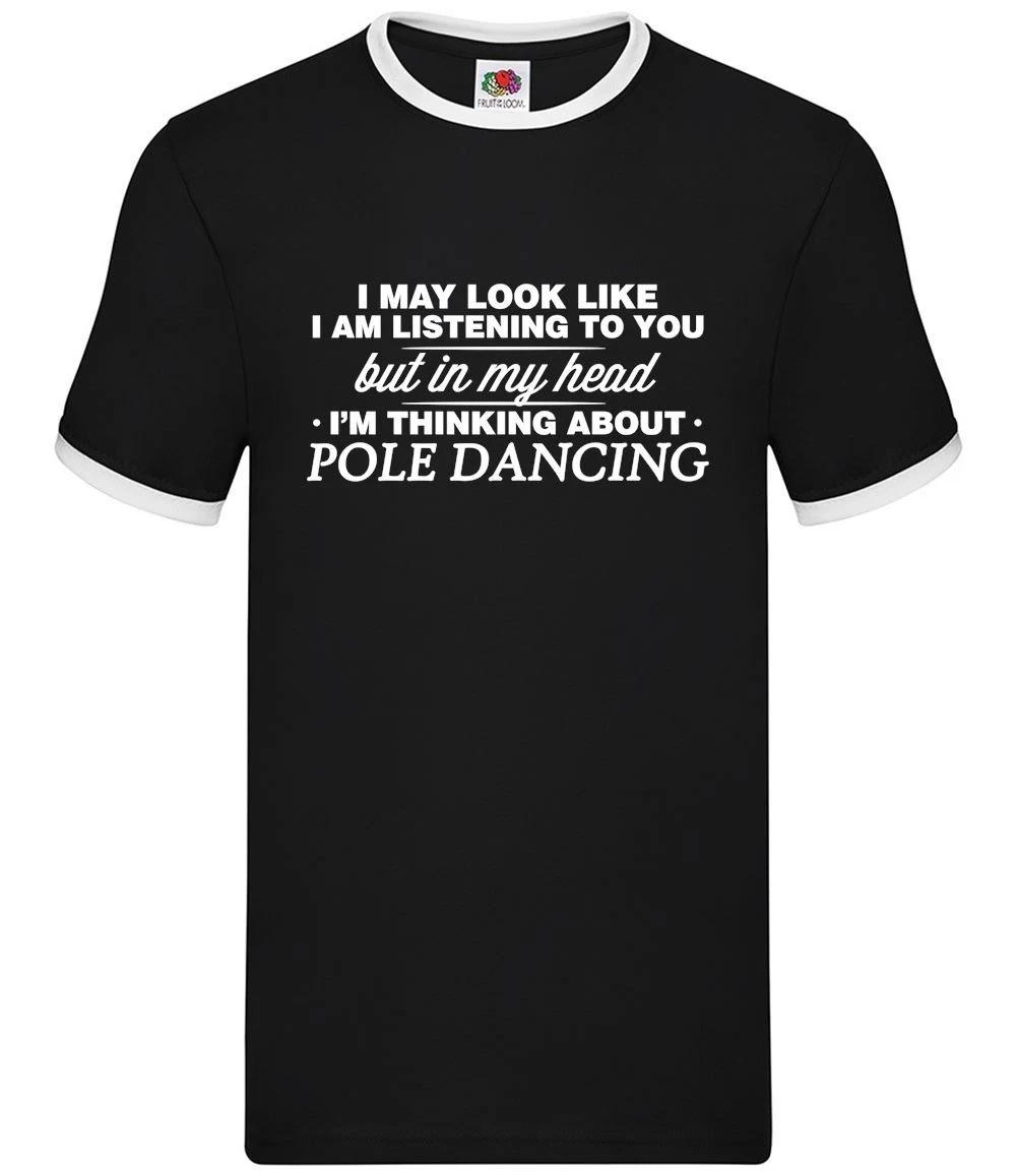 My Head I m Pole Dancing - Mens Ringer - Fitness Dancer Gym Hobby XL