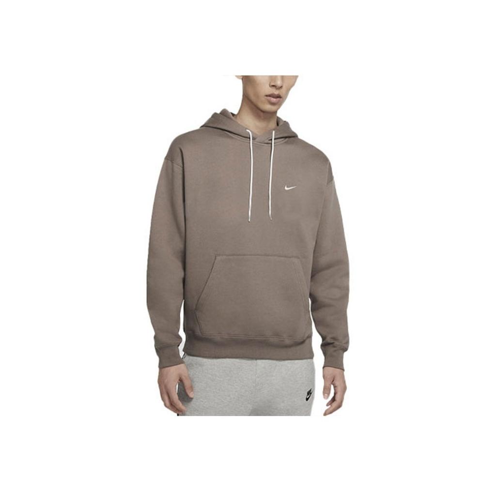 Nike Embroidered Logo Fleece-Lined Casual Pullover Hoodie Men Tops Brown DA0316-040