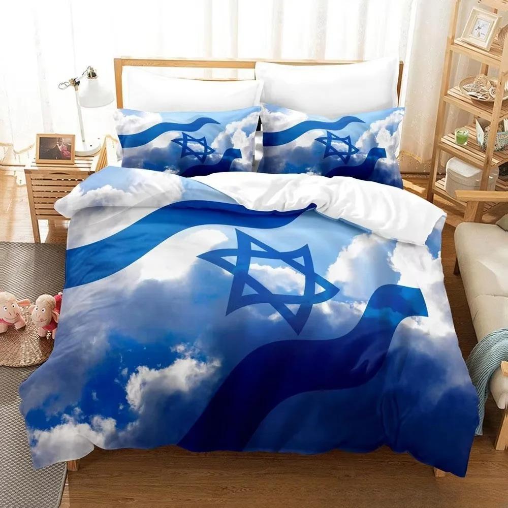New 3d Print Israel Flag Bedding Set Duvet Cover 1 Duvet Cover 2 Pillowcases Adult and Kids Bedding Set Luxury Children's Gifts