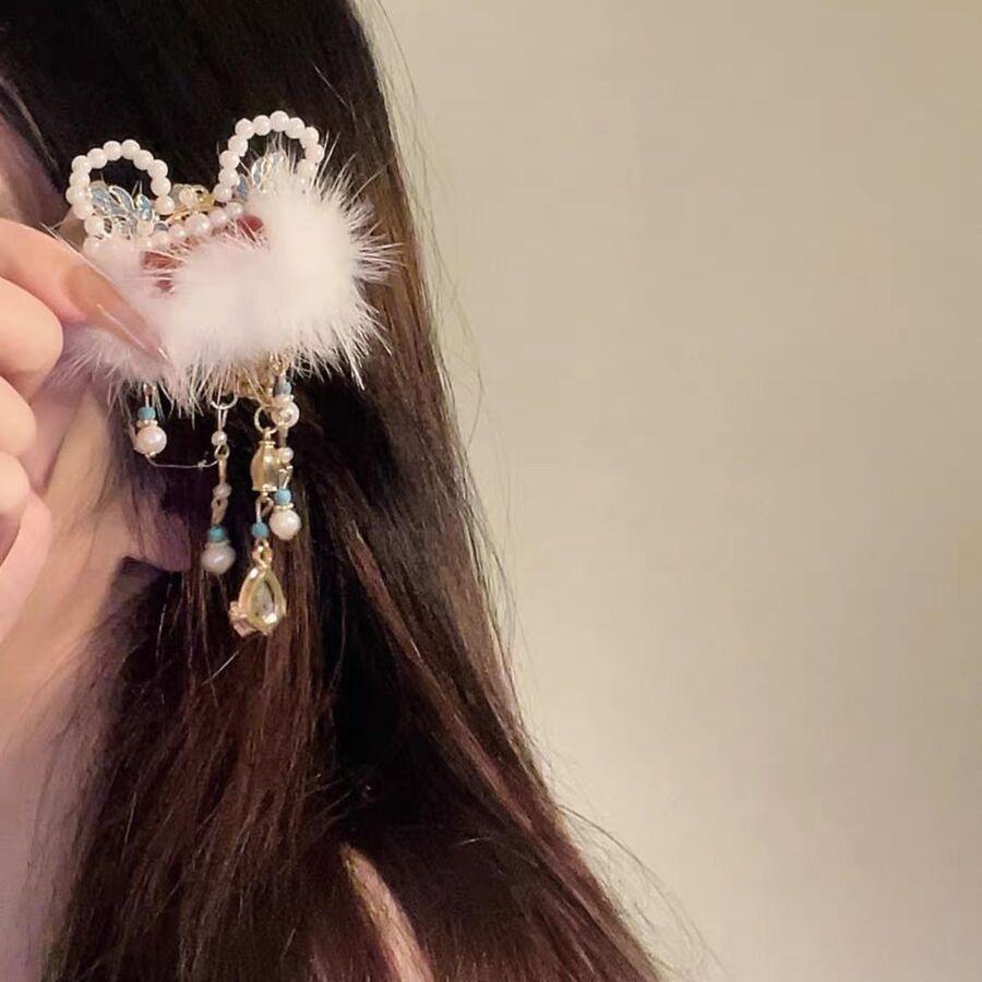 

Кисточка для танца льва Новогодняя заколка-клипса для волос, Зажим для волос Ханфу Повседневные аксессуары Красный Милый, Головной убор Новогодние поздравления