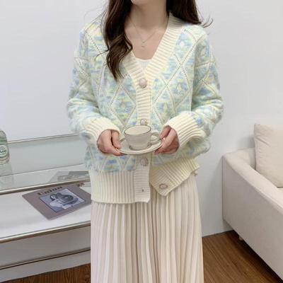 Sanfter Samt-Nischen-Pullover mit V-Ausschnitt für Damen, Strickjacke, koreanische lose Strickwaren, 2023 Frühling und Herbst, Langarm-Pullover, Strickjacke