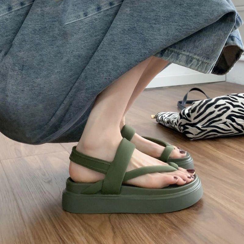 Beach Outdoor Sandals for Women Round Toe Tip Platform Woman Shoes Summer Wholesale Fashion Vintage 2025 Trend Luxury Footwear