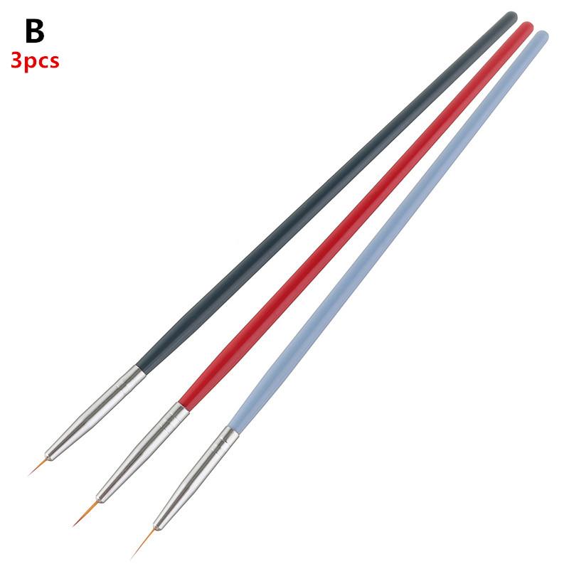 3Pcs/Set Fine Nail Art Liner Brush Set for UV Gel Polish Thin Detail Painting Professional Nail Design Tools