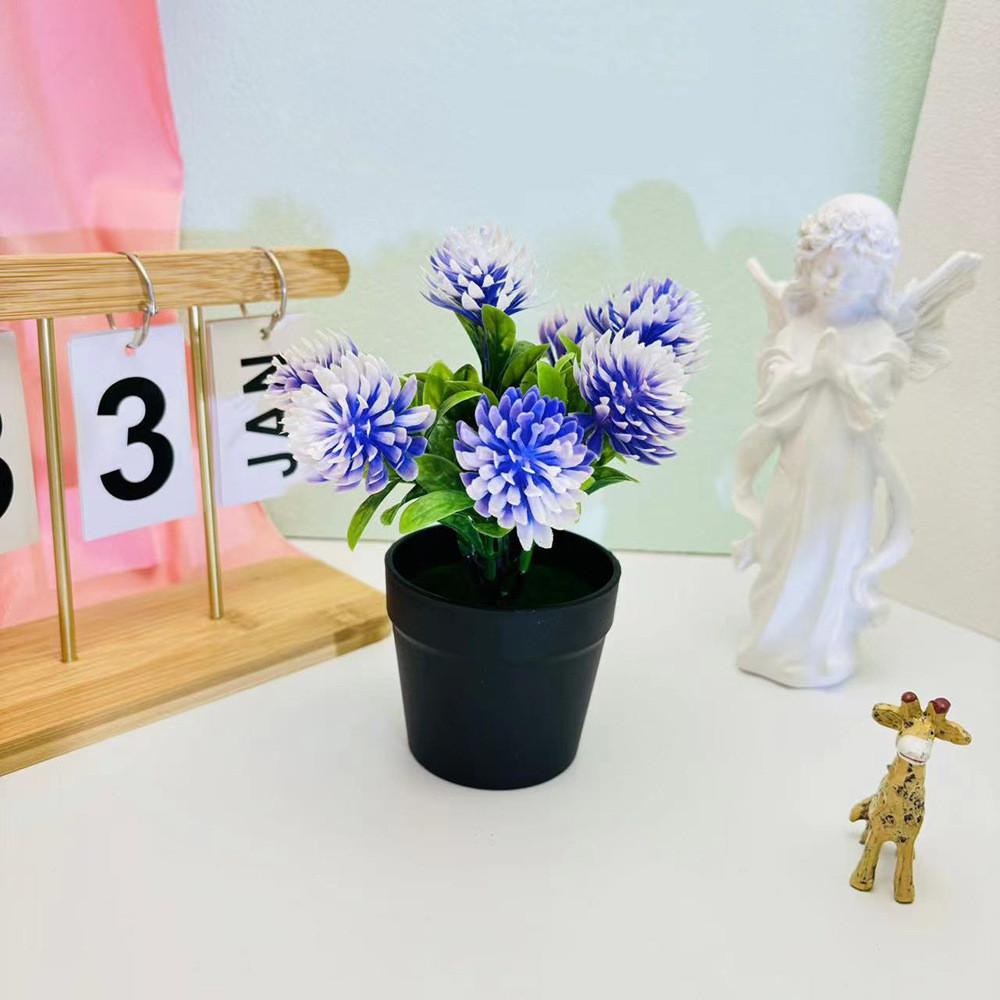 Chrysanthemum Flower Plastic Potted Plant For Balcony Desktop Plant Decoration