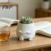 Pot de fleurs stable avec pieds Mini Mignon Pot de bureau Imprimé en 3D Visage Souriant Apaisant Pot de plante verte Créatif pour la maison