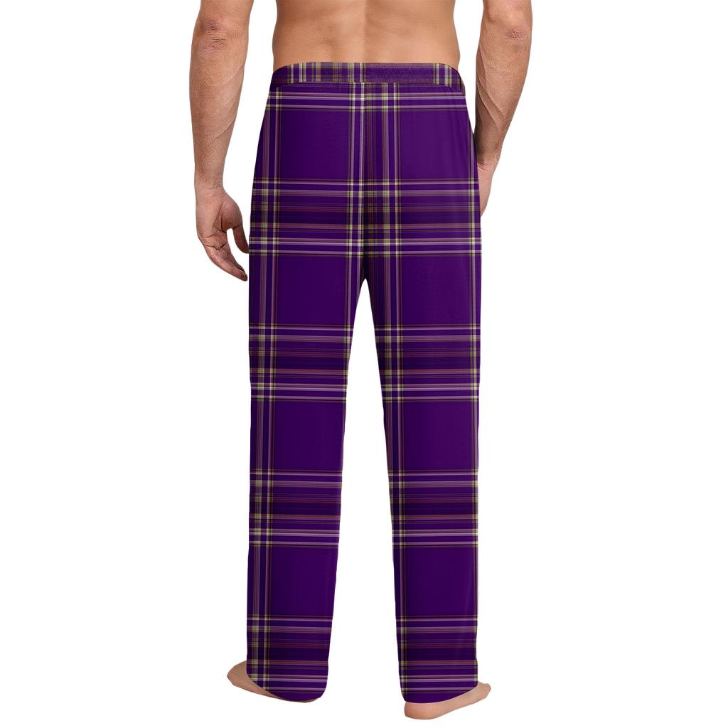 Men's Striped Plaid Print Pocket Casual Pants Home Pajama Pants