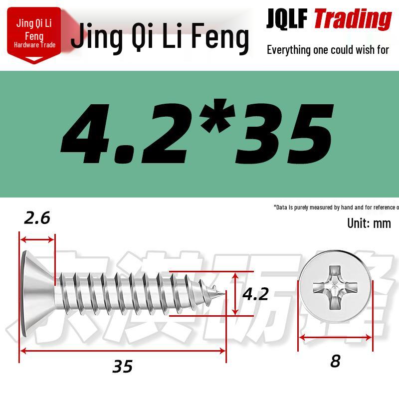 304 Stainless Steel Countersunk Self-Tapping Screw for Furniture & Outdoor Construction (GB/T 846)
