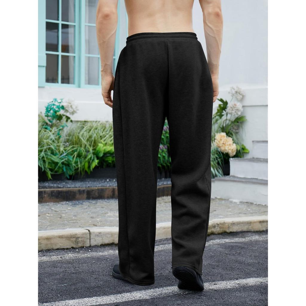 Pantalones de Chándal para Hombre Cintura Elástica Cordón Pierna Recta Bolsillo Pierna Ancha Holgados