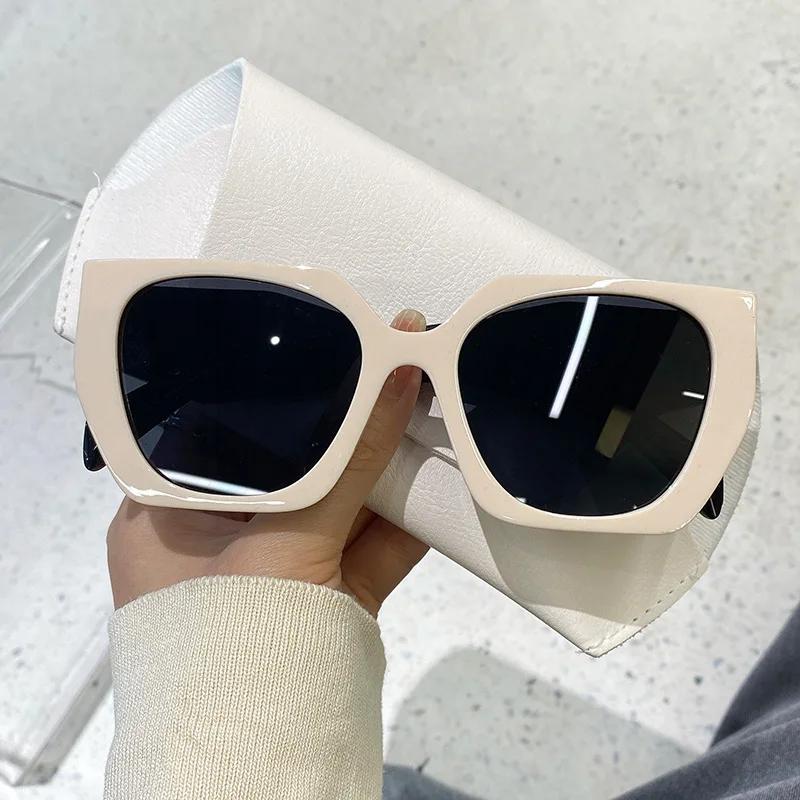 Vintage Brand Designer Polygon Sunglasses Women For Men Luxury Fashion Sun Glasses Trendy Punk Ladies Orange Big Shades