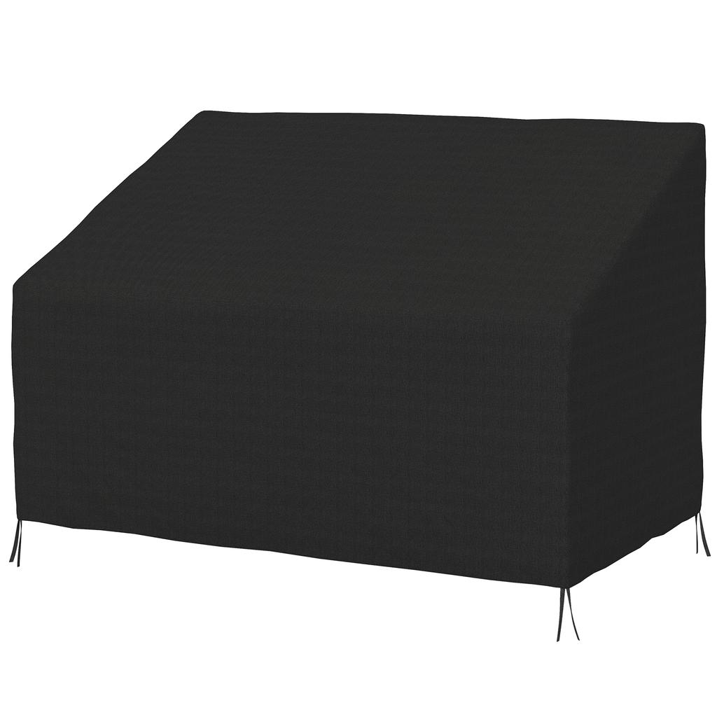 600D Oxford Cloth Furniture Cover, 2 Seater Sofa Protector for Garden Patio, Outdoor, Waterproof, Black, 140L x 84W x 56/94H cm