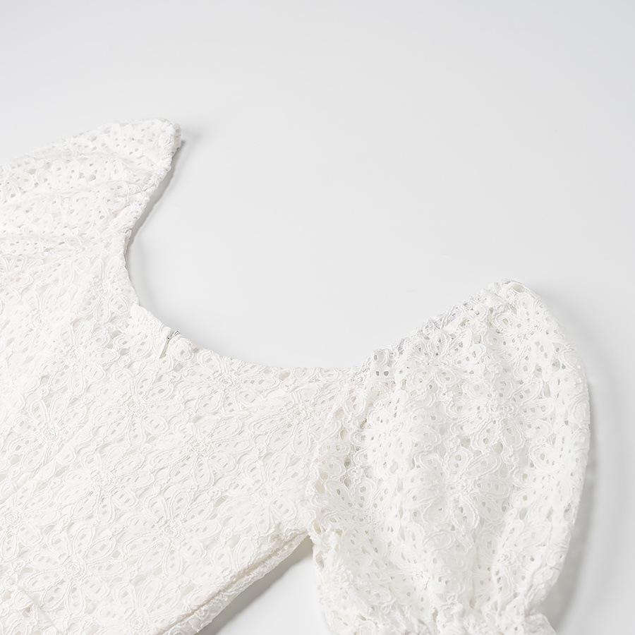 Spring 2025 Women's European & American Style Lace Dress with Tie-Front