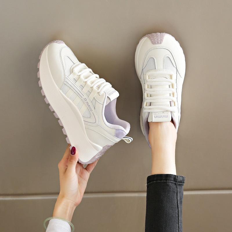 Thick-soled Forrest Gump shoes women's small feet 2025 new breathable mesh white shoes youth versatile casual shoes