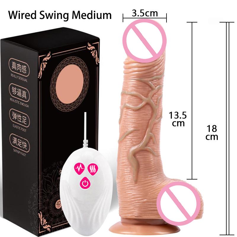 Telescopic Vibrating Dildos for Women Foreskin Testicles Dildo Anal Vaginal Stimulation Sex Toys Female Masturbation Heat Penis