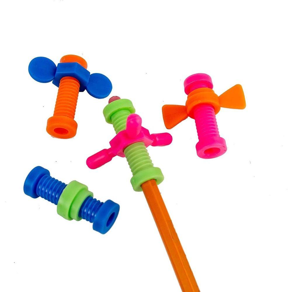 4pcs/set Anxiety Relief Sensory Rotating Screw Colorful Push Fidget Pencil Toppers  Fidget Toy