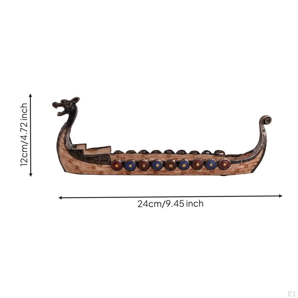 Dragon Boats Incense Holder Retro Style Ship Handmade Resin Scent Dish for Indoor
