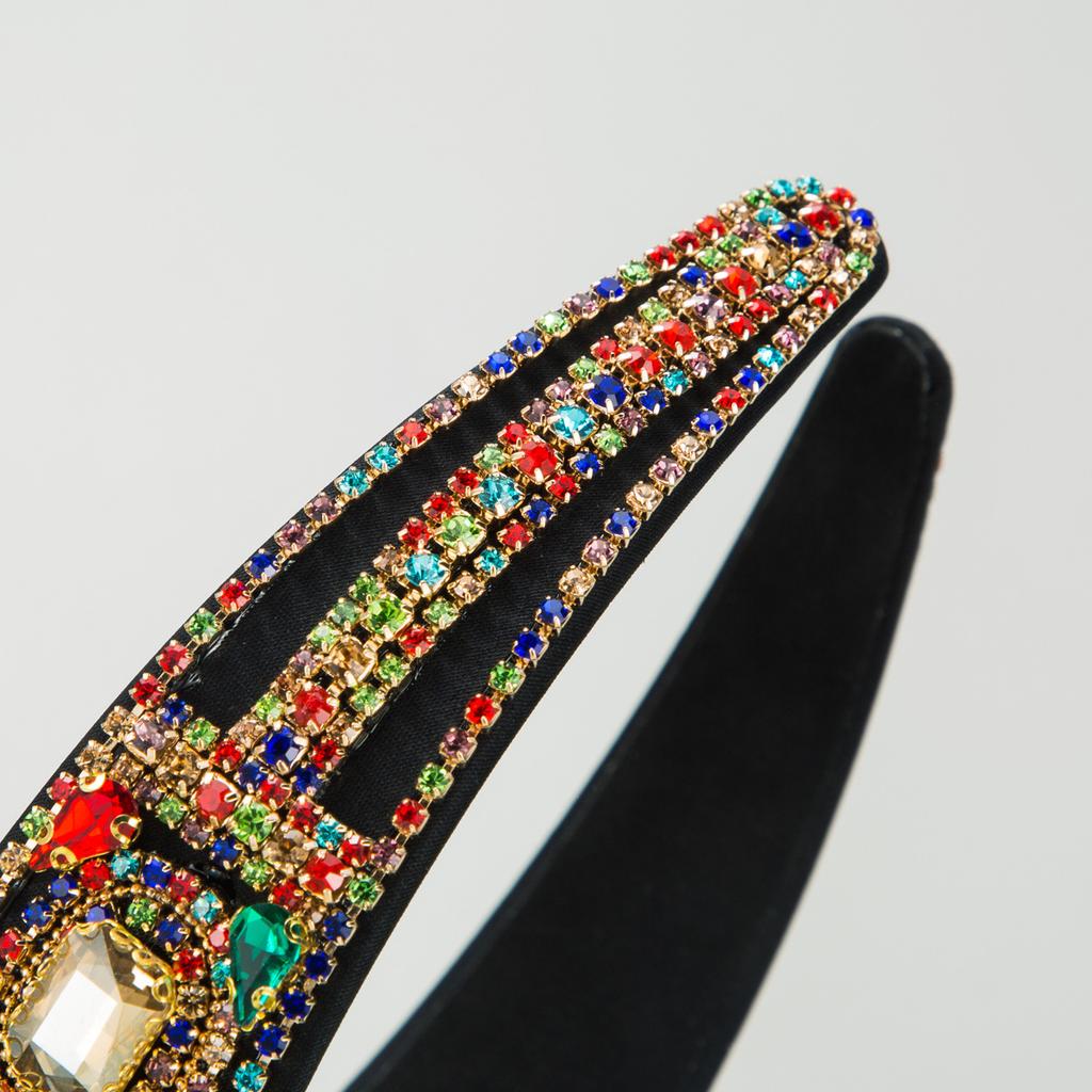 New Bright Heavy Industry Baroque Colorful Crystals Headband Women's High Quality Retro Dance Club Hair Accessories
