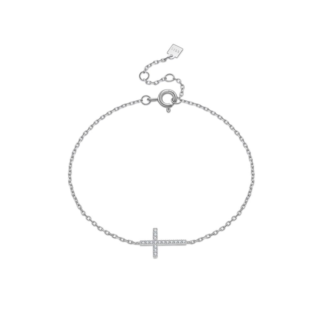ANDYWEN 925 Silver Cross Pendant CZ Zircon Bracelet Chain Classical New Luxury Fine Gift Jewelry for Women