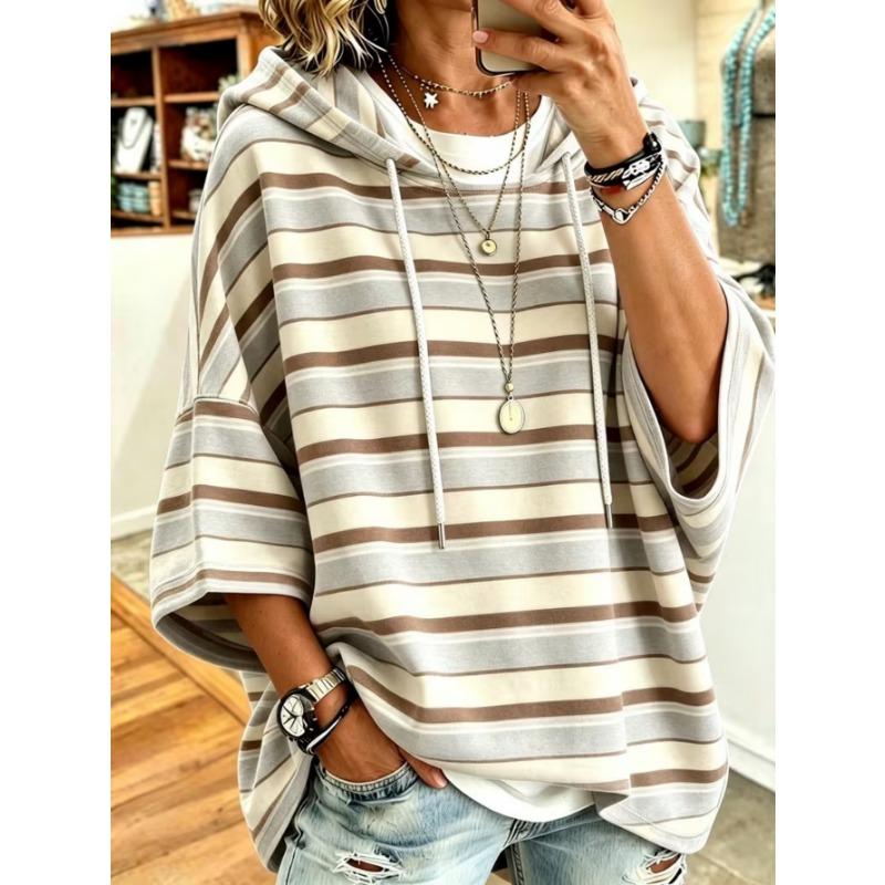 Women's Plus-Size Hooded Sweatshirt, Elegant Comfortable Simple Pattern Print,Fashionable and Versatile