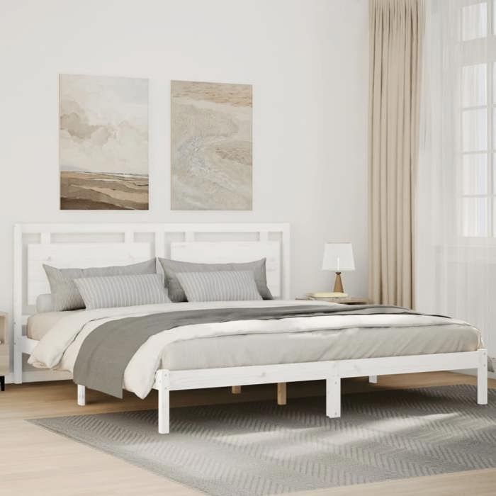 VidaXL Cadre de lit extra long sans matelas 200x220 cm bois massif, meuble de chambre à coucher, sommier, lit en bois, lit, 3309208
