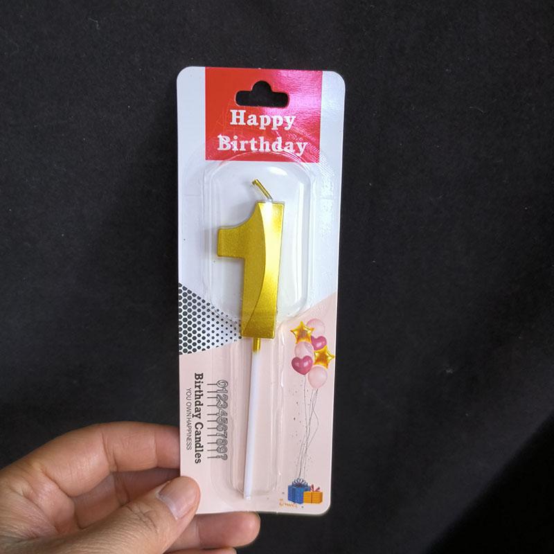 

1Pc 0-9 Number Birthday Candles 3D Design Golden Smokeless Cake Decoration Candle Topper For Birthday Anniversary Celebration