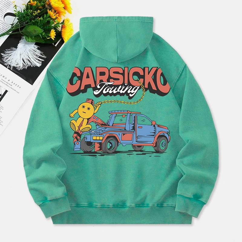 Cars Fouling Washed Hoodies Womens Cartoons Printing Cotton Pullover Comfortable Warm Oversized Hooded Clothes