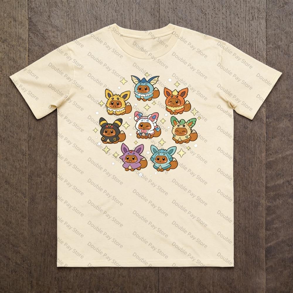 

Anime Pokémon Eeveelution Printed Pure Tshirt for Unisexs Shirts Women tshirts Summer New Collection Fashion Short Sleeved Shirt S