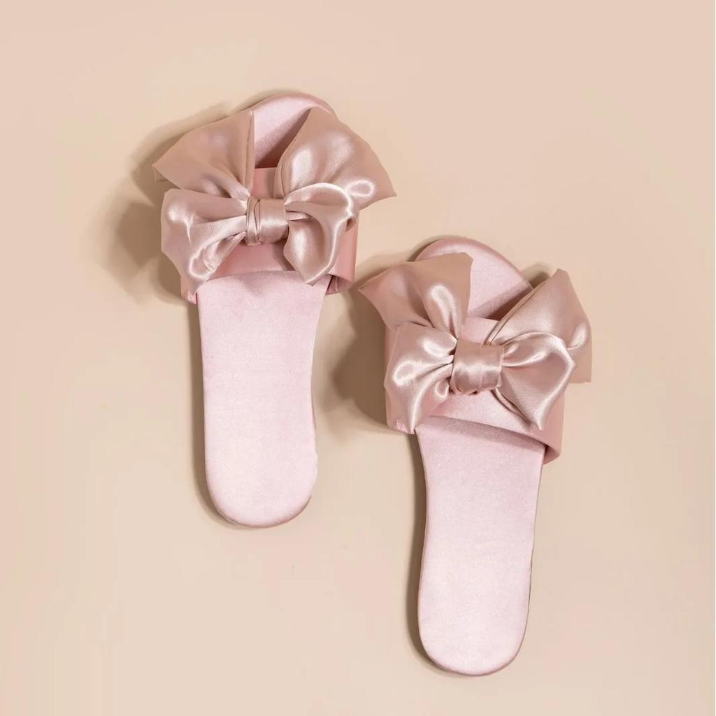 2024 Autumn New French Satin Slippers Women Indoor Home Non-slip Women Foreign Style Flip-flops