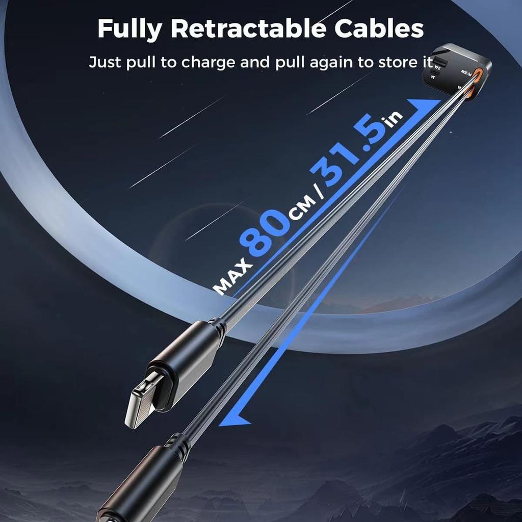 Retractable Car Charger Super Fast Charge Metal Lighter 4 In 1 Car Charger