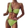 Women's Sexy One-Shoulder Split Swimsuit: Solid Color, Tight-Fitting Bikini Accessory