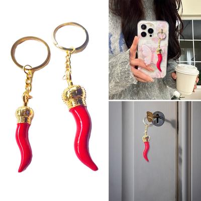 Basit Kırmızı Acı Biber Anahtarlık Moda Kolye Anahtarlık Süs Anahtarlık Sırt Çantası El Çantası Charm Kızlar Kadınlar için