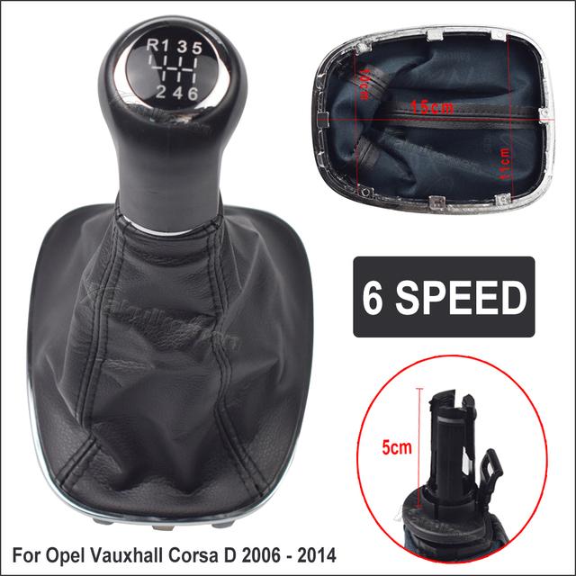 5 / 6 Speed Car Shift Gear Knob With Leather Boot For OPEL VAUXHALL CORSA D 2006 2007 2008 2009 2010 2011 2012 2013 2014