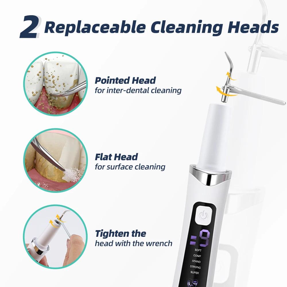 Household Dental Ultrasonic Scaler with 2 Tips Tooth Calculus Remover Cleaning Tool Handpiece Whiten Tooth Cleaner Dentist Tools
