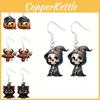 Earrings Halloween Themed Featuring Each Cat Demon Pumpkin And Skull Pattern