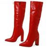 Women's Mid-Calf Boots Fashion Knee-High Boots Elegant Street Style Pointed Toe Women Shoes Chunky High Heel Zipper Long Booties