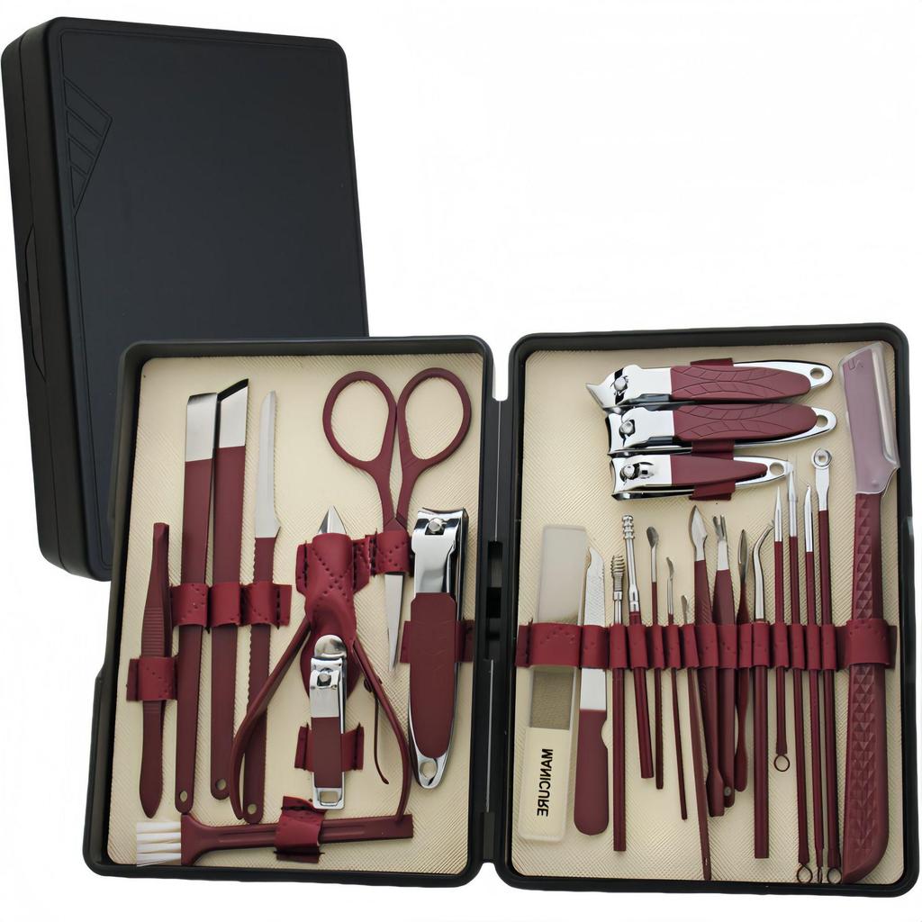 20-Piece Stainless Steel Nail Art Set: Clippers, Cuticle Trimmer, Pliers, Pedicure Knife, Scissors